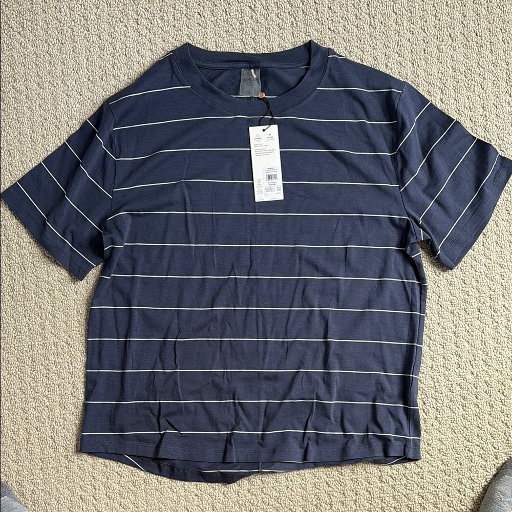 CALIA by Carrie Underwood Navy Striped Short Sleeve Tee